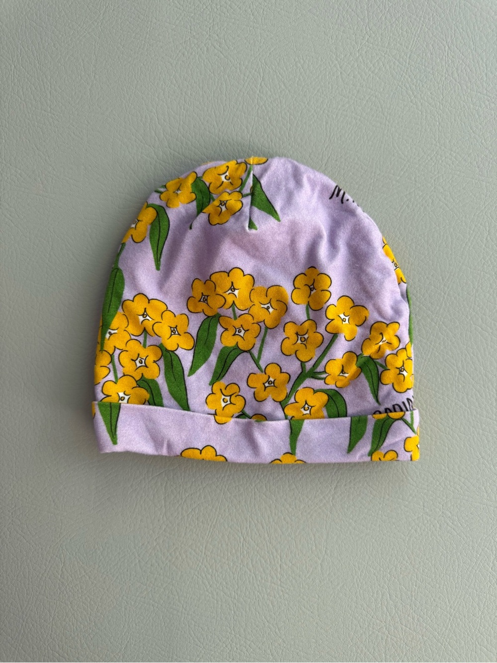 Mini Rodini Purple Alpine Flowers Baby Girl Beanie 6-12M